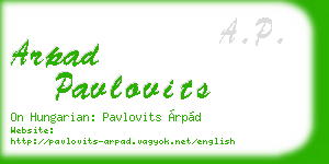arpad pavlovits business card