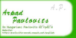 arpad pavlovits business card